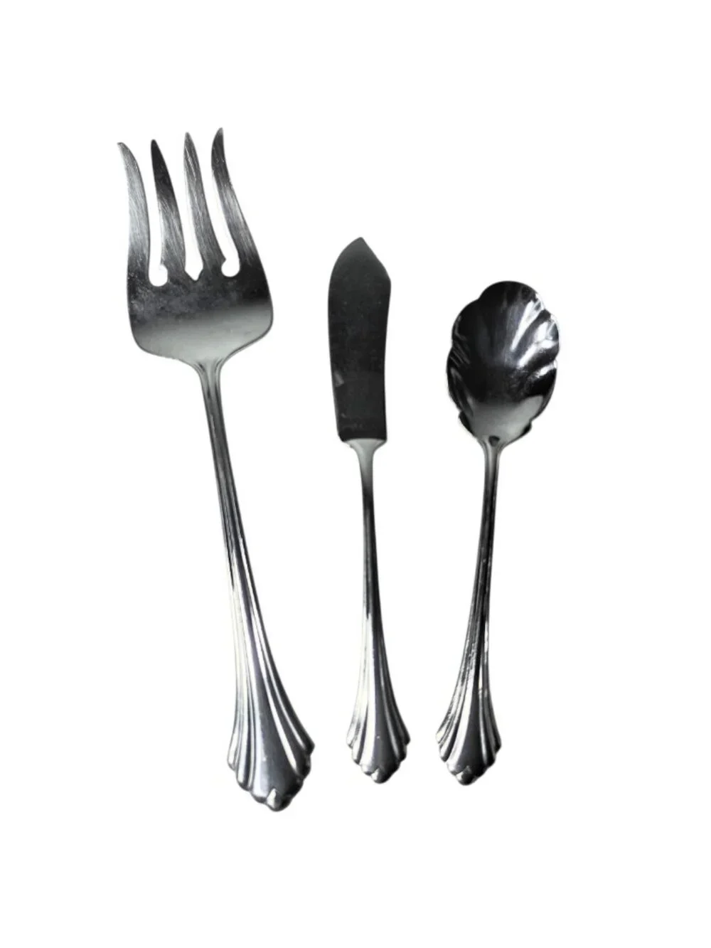 Oneida Bancroft 19 Piece Assorted Flatware Set Stainless Steel Fan Bottoms
